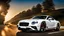 Placeholder: A sleek white shiny (((bentley 911))), (((cinematic view))), zipping along a winding road under a beautiful blue black night sky