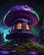 Placeholder: An illogical floating mushroom house on a clear moonless night. . Bright Bold Bright Colors, green blue purple black, Starry Dark cosmic interstellar. Detailed Matte Painting, deep color, fantastical, intricate detail, splash screen, hyperdetailed, insane depth, concept art, 8k resolution, trending on Artstation, Unreal Engine 5, color depth, backlit, splash art, dramatic, High Quality Whimsical Fun Imaginative Bubbly, perfect composition