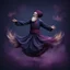 Placeholder: Hyper Realistic Sufi Whirling with Purple & Maroon, Islamic Sufi Rustic Grungy navy-blue Background at night with black fog & mini feathers around