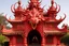 Placeholder: A pale red fortress with dragon horns designed in African masks painted by Zhang Lu