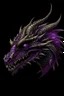 Placeholder: Purple color unrealistic dragon head art, childish, not detailed, cute, black background,