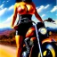 Placeholder: portrait of busty beautiful 'Female Rider on Shotaro Kaneda's Bike',painting by Earl Norem, simon Bisley, evan lee, 86-86, oil on canvas, cinematic composition, extreme detail,fit full head inside picture,8k