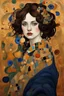 Placeholder: Woman 9n style of Gustav Klimt. Rich, lovely colors, cubism style