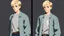 Placeholder: George is estimated to be 20 years of age (as of Broken Sword 1). His trademark appearance consists of blond hair, cut short in the back but left long in the front, as well as jeans with incredibly deep pockets and a blue-green jacket over a white t-shirt.