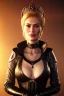 Placeholder: Cersei Lannister as evil queen in black leather, busty, cleavage, curvy, lena headay, angry, stern look. character design by cory loftis, fenghua zhong, ryohei hase, ismail inceoglu and ruan jia. unreal engine 5, artistic lighting, highly detailed, photorealistic, fantasy