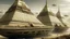 Placeholder: Pyramids on top of airships designed in Egyptian hieroglyphics