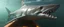 Placeholder: prehistoric shark fish ogre in kayak