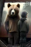 Placeholder: Behind two boys a bear