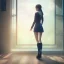 Placeholder: Anime, female student studying by the window,perfect face, cool face, ultra detail, unreal engine 5, cinema4d, sun light, studio lighting --ar 1:1 --v 4