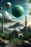 Placeholder: The banner of the Muslims is raised, and the entire world is with it and supporting it, and the mountains, the planets, the sky, the rivers, the earth, and everything look imaginatively realistic from afar.