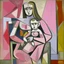 Placeholder: picasso cubism pink woman and one child