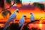 Placeholder: cockatoos, tropical paradise island, sunset