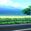 Placeholder: Clear sky with a old car on the road