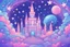 Placeholder: A magical galaxy drawing in the background, with lots of shining stars and bright colors. You can use blues, purples, and pinks to give your scene a whimsical feel.