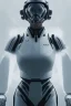 Placeholder: Ana de Armas, identical features, Black intergalactic pilot suit, portrait, bright white eyes, wearing high tech pilot breathing mask, beautiful face, white smoke, dark, rage, sorrow, high definition, ultra 8 k, volumetric lighting, blue fire, fog