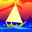 Placeholder: Legend Of Zelda: Wind Waker style Small wooden ship, with bright sails, on a vast ocean, stylized, celshaded, colorful, adventurous, full view.