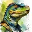 Placeholder: A man looks has a face of dnd, fantasy, watercolour, humongous strokes, stylistic, portrait, illustration, furry, lizard, personable face