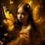 Placeholder: A beautiful young girl in the form of a butterfly flying in golden yellow, a wonderful fantasy scene that is attractive and eye-catching