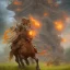 Placeholder: angry horse in orange and blue battle armor, bucking, a highly detailed illustration, background of Inka jungle, realistic render, 8 k, micro detail, intricate, elegant, centered, digital painting, Artstation, smooth, sharp focus, illustration, artgerm, tomasz alen kopera, peter mohrbacher, donato giancola, joseph christian leyendecker, wlop, boris vallejo