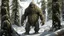 Placeholder: large humanoid hairy monster in the snowy forest