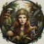 Placeholder: realistic like a photo light colours mandala woman witch muschroom chat forest fern