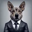 Placeholder: make one realistic business dog that is made of shapes and has a suit on looks a very little like crystals lowest 2048 x 1152 pixels and highest 6 MB need to be a alpha