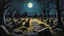 Placeholder: horror-themed, acrylic illustration, acrylic paint, oily sketch, graveyard, best quality, masterpiece, night, eerie, unsettling, dark, spooky, suspenseful, grim, highly detailed, graphic illustration, comic art, graphic novel art, vibrant, highly detailed