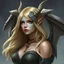 Placeholder: a blonde fantasy woman who is turning into a gargoyle, her face is partially stone, stone wings, digital art, stylised