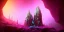 Placeholder: single pink crystal, on an altar in a foggy cave, cinematic,