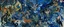 Placeholder: A dark blue chaotic realm with pixies designed in Japanese Oni masks painted by Claude Monet