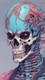 Placeholder: a close up of a person with a skull on their head, anime skull portrait man, scary detailed art in color, hiroyuki-mitsume takahashi, nychos art aesthetic, half man half skeleton, anime cyberpunk art, colored manga art, rossdraws pastel vibrant, cold colors. insanely detailed, beautiful anime portrait, stunning anime face portrait, scary art in color