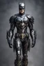 Placeholder: Fullbody photography front view of a hot beautiful woman as Batman mech in transformative style, his metallic skin gleaming with intricate textures and intricate details, captured in an ultra-realistic style that blurs the lines between reality and imagination.