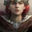 Placeholder: highly detailed portrait viking queen art, anime, delicate red hair, green glass steel armor, cinematic lighting, 4k, 8k, octane render, digital concept art, greg rutkowski, trending on artstation, pinterest, extremely detail, 8k, ambient lighting.