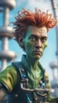 Placeholder: portrait of slimy exotic alien janitor with twisted hair operating futuristic wind turbine,bokeh like f/0.8, tilt-shift lens 8k, high detail, smooth render, down-light, unreal engine, prize winning