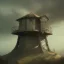 Placeholder: franz frazetta style, watchtower on hill, amon hen, lord of the rings, heavy clouds, dusk