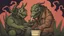 Placeholder: Cartoon deathclaw smoking weed