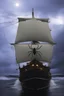 Placeholder: Wooden Ship front view with a Spider figurehead at night in a storm with giant waves