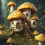 Placeholder: A lumpy mushroom house floating in space. neutral colors, white, yellow green, Detailed gloss Painting, rich color, fantastical, intricate detail, splash screen, hyperdetailed, insane depth, concept art, 8k resolution, trending on Artstation, Unreal Engine 5, color depth, dynamic lighting, splash art, dramatic, masterpiece, excellent quality beautiful Imaginative, unique,