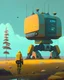 Placeholder: Simon Stålenhag technology and robots in the landscape, retro-futuristic