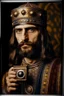 Placeholder: Portrait of Eastern Roman emperor Justinian on Polaroid camera