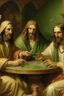 Placeholder: Jesus and friends smoking and playing cards, davinci.