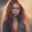 Placeholder: Sasha Luss full body with long red hair ultra detailed face art cinematic and blue and red sky