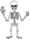 Placeholder: outline art for halloween coloring pages for kids with cartoon cute happy skeleton , white background, Sketch style, full body, only use outline, clean line art, white background, no shadows and clear and well outlined, coloring page for kids, kawaii style