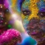 Placeholder: older man, fourty years old, masterpiece, best quality, family of three, ebony skinned, sparkling eyes, fluorescent skin, colorful makeup, afro, highly detailed body, afrofuturism, scifi, sun light, 4K, RAW, depth of field, high contrast, realistic details, 24mm