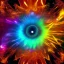 Placeholder: Out of the Blackness a single Exploding Rainbow Star