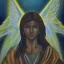 Placeholder: Night,sky , thunder lighting , angel Gabriel, sunlit, realistic, fantasy, acrylic art