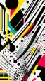 Placeholder: Abstract bold black and white lines and colourful spots