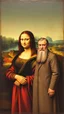 Placeholder: Mona Lisa and Vincent van Leonardo da Vinci standing side by side in a painting