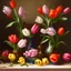 Placeholder: PATH, TULIPS, table, 17th century, dark setting, insanely detailed, 16k resolution, cinematic smooth, intricate detail, painted Renaissance style