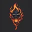 Placeholder: minimalistic burning screaming skull flame cyberpunk logo